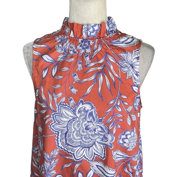 Tyler Boe Stella Fleur De Lis Skimmer Floral Print Ruffle Neck Mini Dress - S - Picture 6 of 16